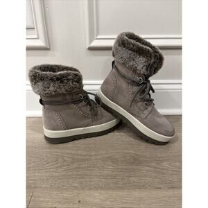 Cougar Women Boots Leather Ankle Waterproof Faux Fur Lace Winter Snow Platform